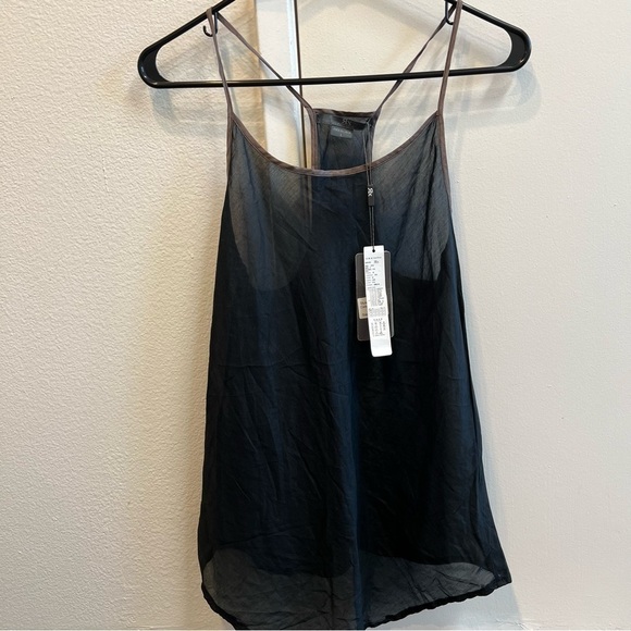 NWT Women’s Black Flowy Racerback Cotton Tank Top Low Cut Size L - Picture 3 of 10